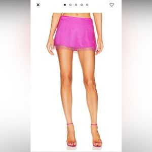 SOLD Amanda Uprichard Niecy Mesh Sparkle Mini Skirt in Hot Pink